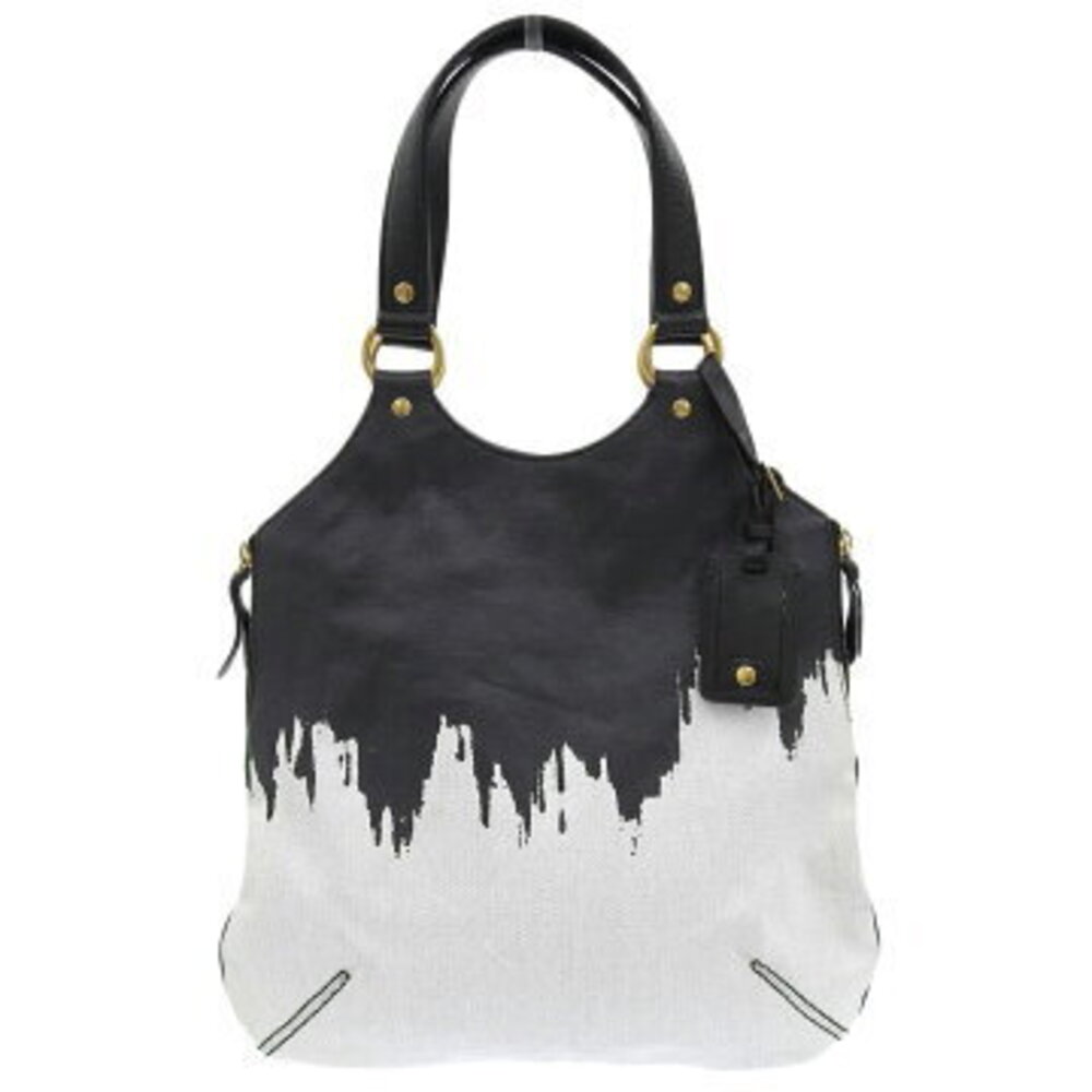 Yves Saint Laurent Rive Gauche Tribute Tote Handbag Black White